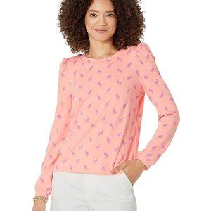 NWT New $108 Lilly Pulitzer Jansen Peach Flamingo Sweatshirt Size XXS